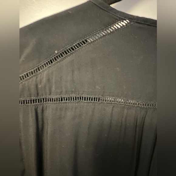 GAP Black Long Sleeve Button Down Romper with Ladder Lace Trim SIZE MEDIUM - Picture 5 of 9